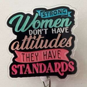 Inspirational Women's badge reel- Black, Pink, Teal